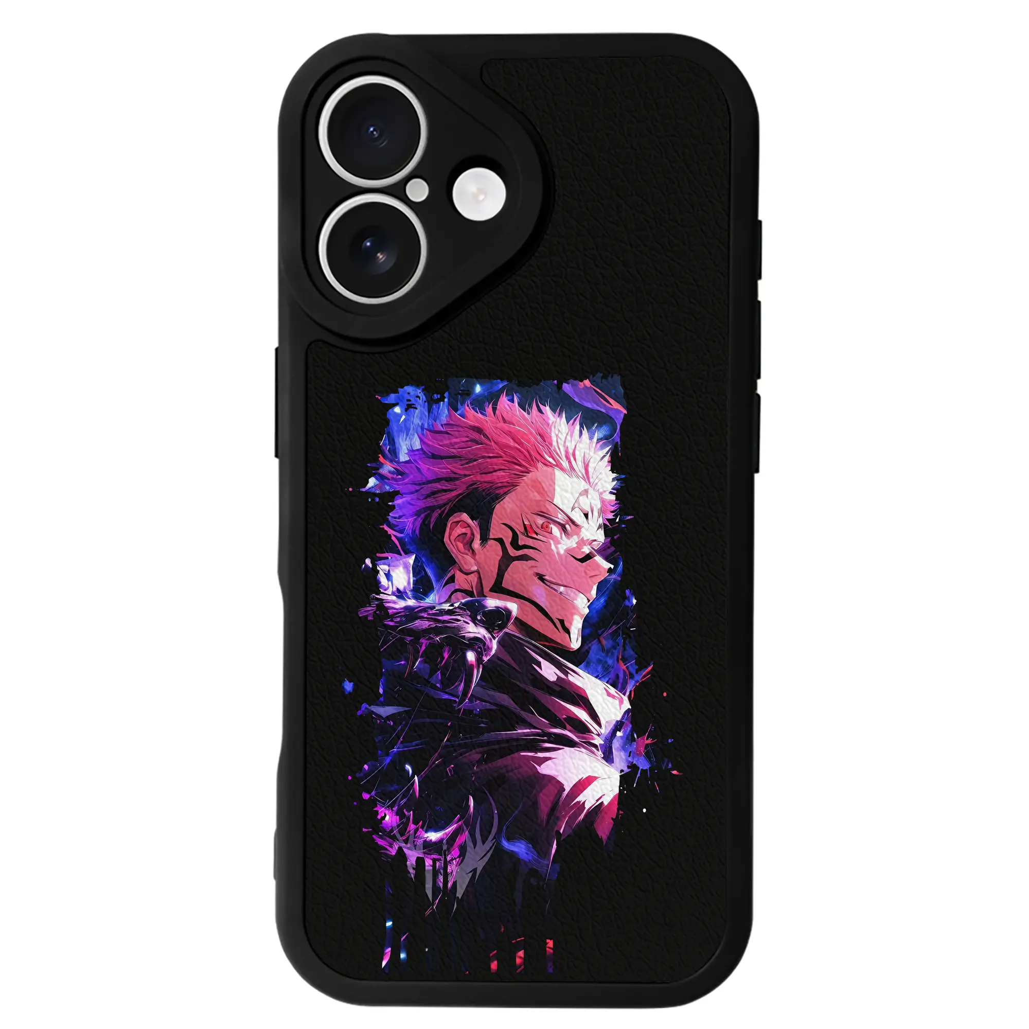 呪術廻戦 グッズ,両面宿儺 - IPhone 16シリーズ対応 ・ シリコンスマホケース ・ レザー調 ・ 高精度フィット ・ 耐衝撃 ・ ワイヤレス充電対応 ・ 精密カット